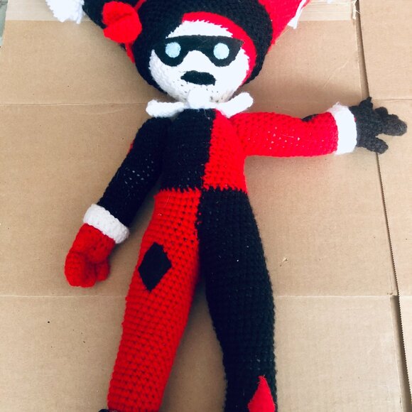 🤡 Handmade Harley Quinn Crochet Plush Doll – DC Comics Inspired – 24” Tall - Picture 3 of 3